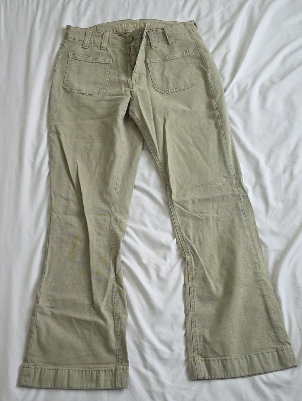 American Eagle Outfitters Light Olive Straight-Leg Chinos